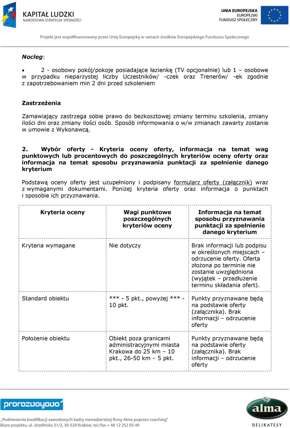 Sposób informowania o w/w zmianach zawarty zostanie w umowie z Wykonawcą. 2.