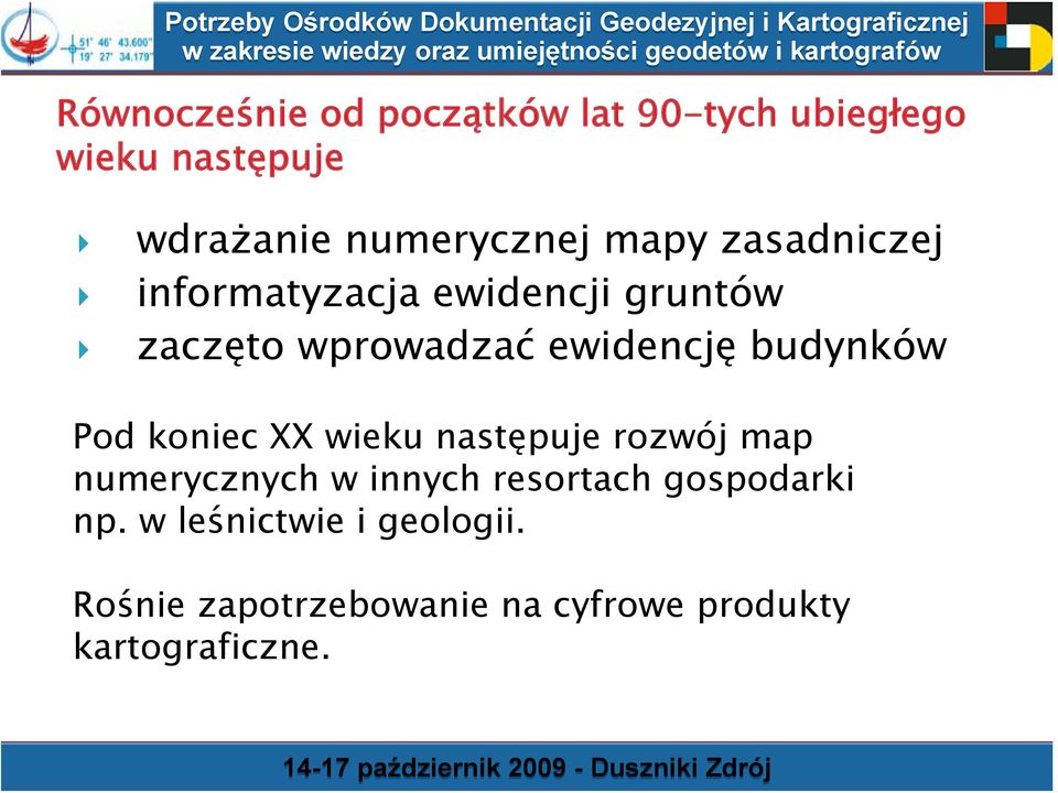 budynków Pod koniec XX wieku następuje rozwój map numerycznych w innych resortach