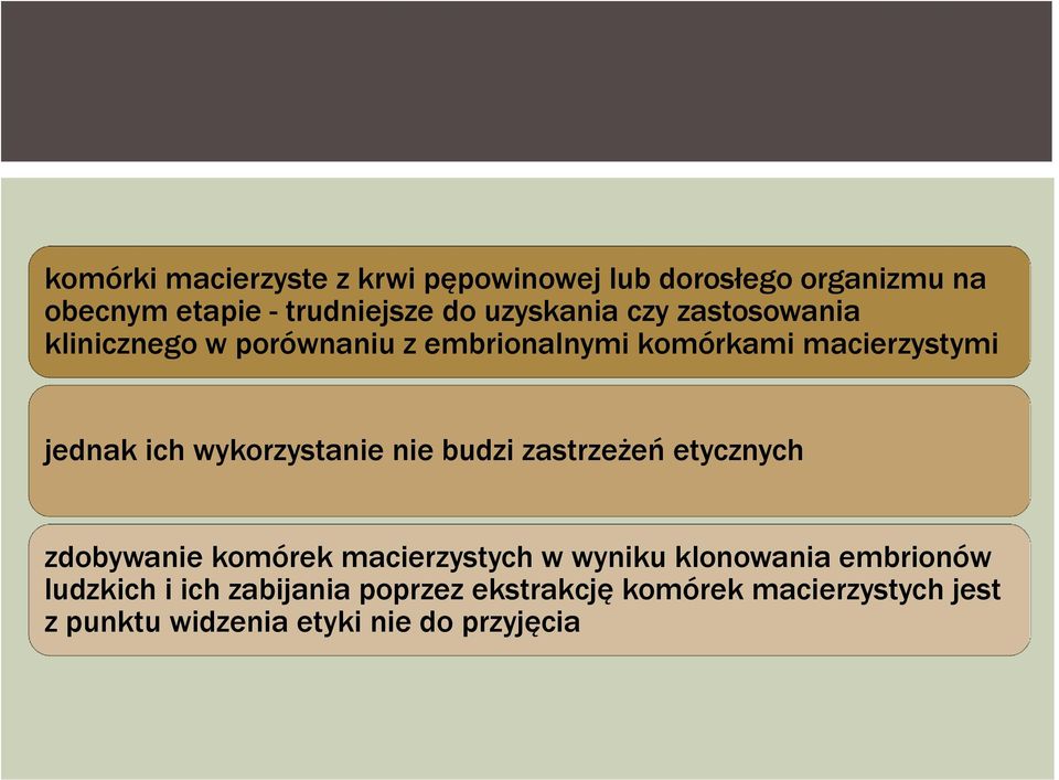 wykorzystanie nie budzi zastrzeżeń etycznych zdobywanie komórek macierzystych w wyniku klonowania