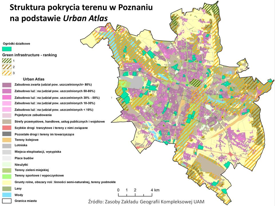 uszczelnionych < 10%) Pojedyncze zabudowania Strefy przemysłowe, handlowe, usług publicznych i wojskowe Szybkie drogi tranzytowe i tereny z nimi związane Pozostałe drogi i tereny im towarzyszące