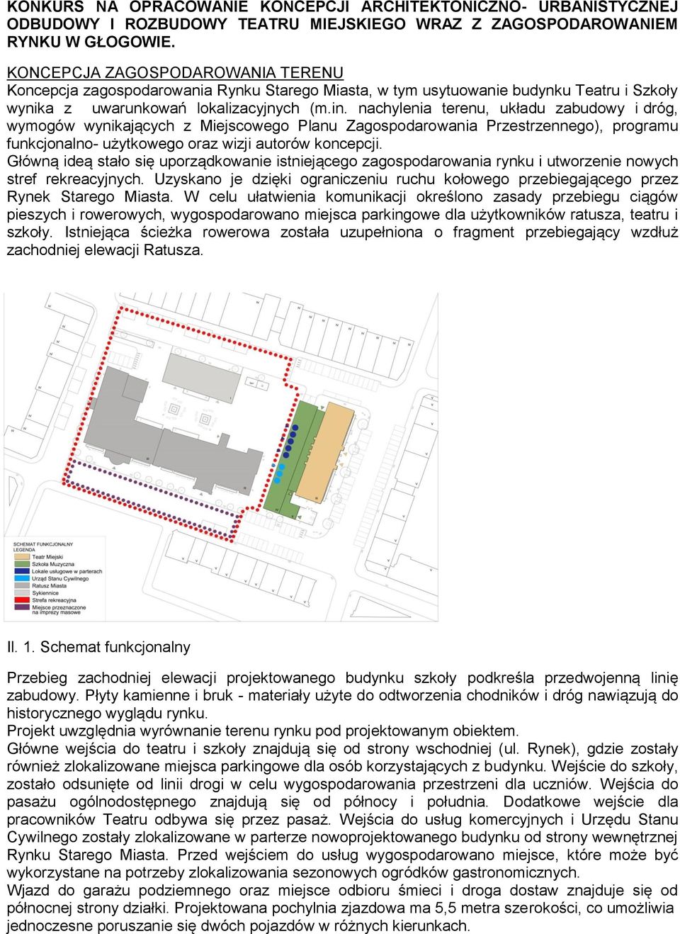 nachylenia terenu, układu zabudowy i dróg, wymogów wynikających z Miejscowego Planu Zagospodarowania Przestrzennego), programu funkcjonalno- użytkowego oraz wizji autorów koncepcji.