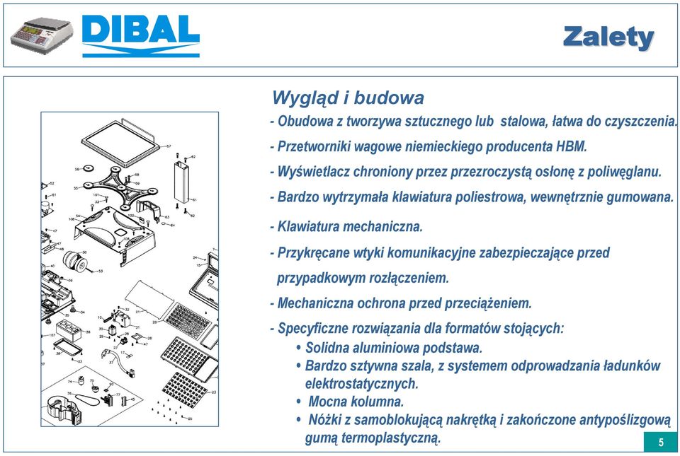 -Przykręcane wtyki komunikacyjne zabezpieczające przed przypadkowym rozłączeniem. - Mechaniczna ochrona przed przeciążeniem.