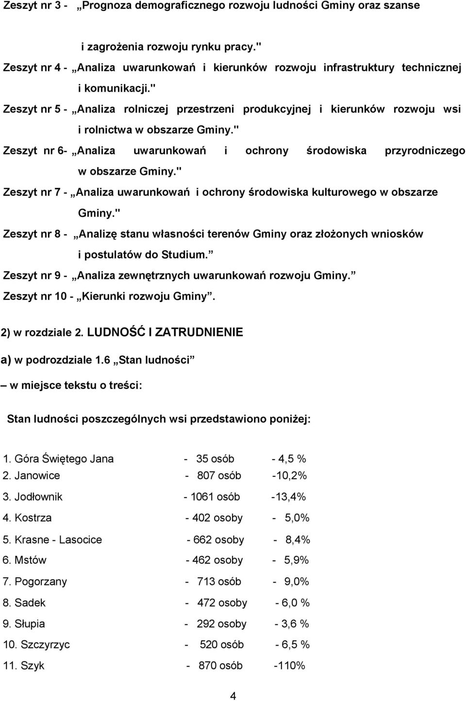 " Zeszyt nr 5 - Analiza rolniczej przestrzeni produkcyjnej i kierunków rozwoju wsi i rolnictwa w obszarze Gminy." Zeszyt nr 6- Analiza uwarunkowań i ochrony środowiska przyrodniczego w obszarze Gminy.
