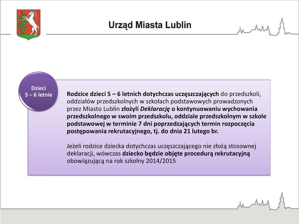 szkole podstawowej w terminie 7 dni poprzedzających termin rozpoczęcia postępowania rekrutacyjnego, tj. do dnia 21 lutego br.