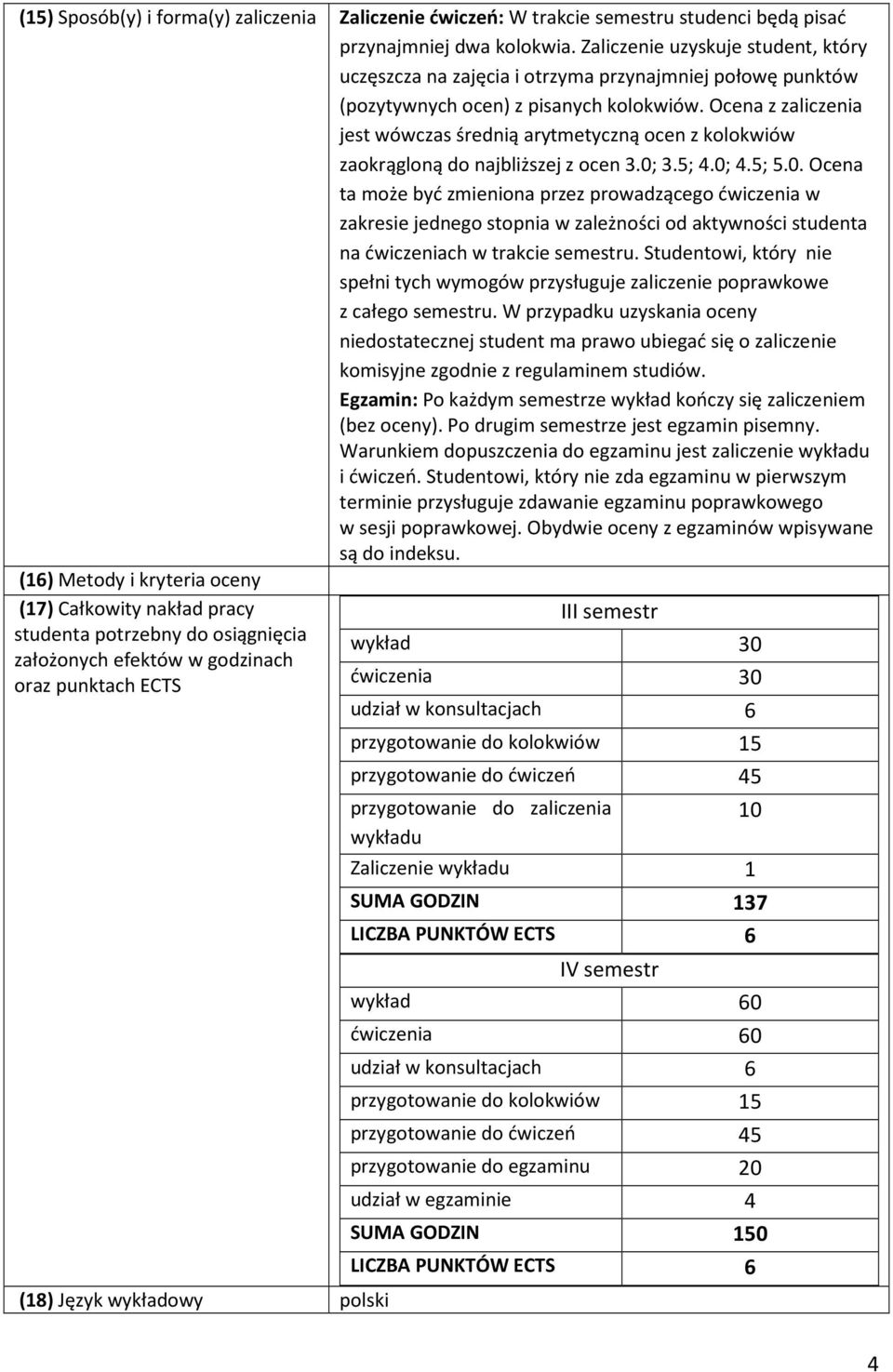 Ocena z zaliczenia jest wówczas średnią arytmetyczną ocen z kolokwiów zaokrągloną do najbliższej z ocen 3.0;