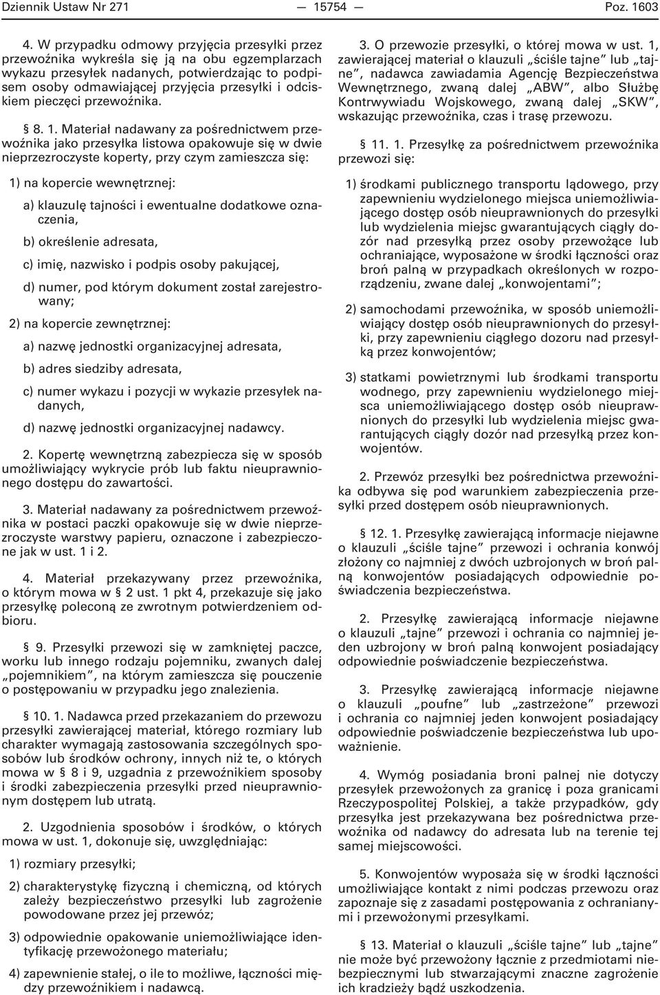 pieczęci przewoźnika. 8. 1.