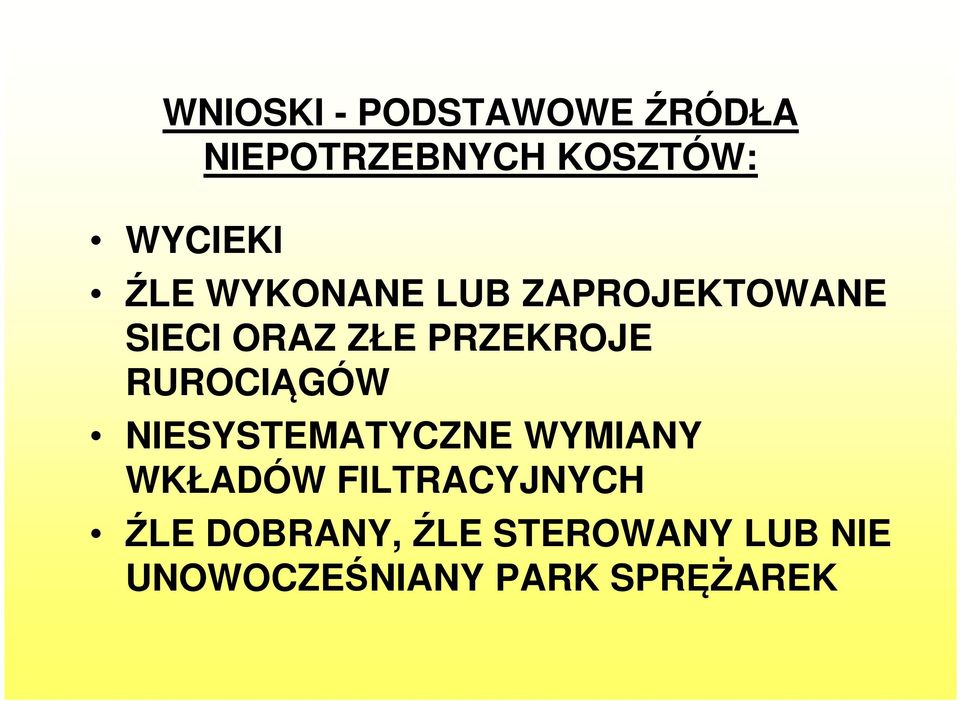 RUROCIĄGÓW NIESYSTEMATYCZNE WYMIANY WKŁADÓW FILTRACYJNYCH