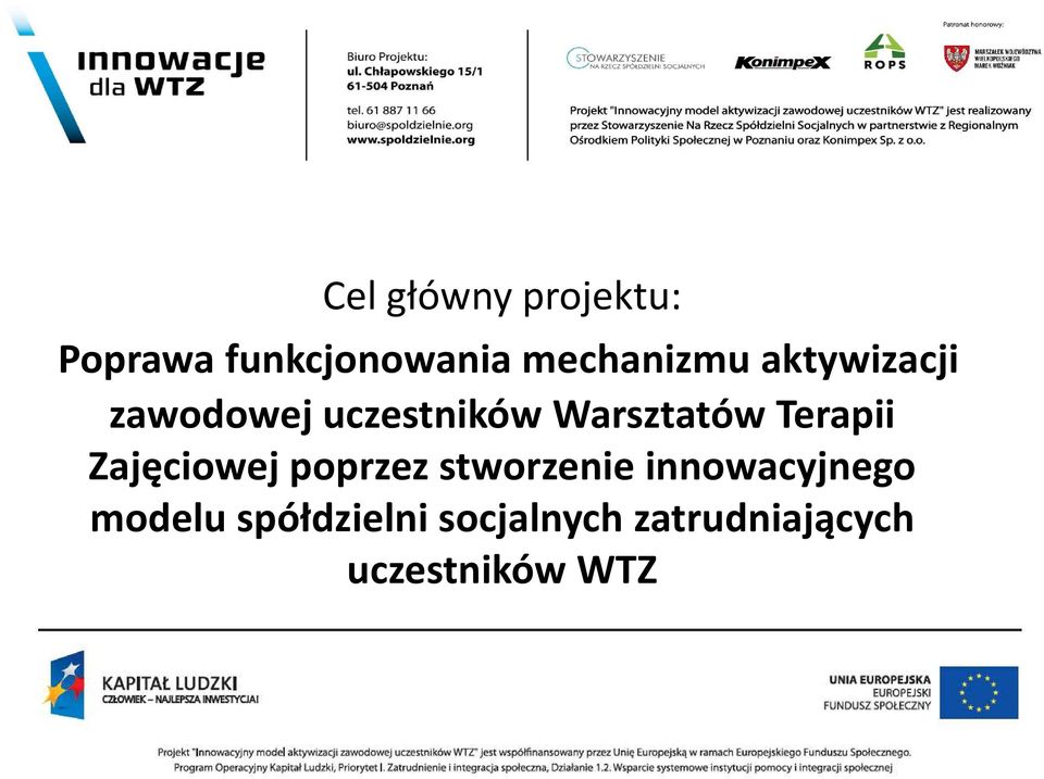 Warsztatów Terapii Zajęciowej poprzez stworzenie