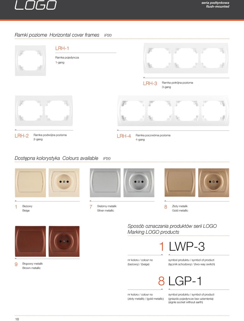 Marking OGO products 1 WP-3 9 Brązowy metalik Brown metallic nr koloru / colour no (beżowy) / (beige) symbol produktu / symbol of product (łącznik schodowy) / (two-way