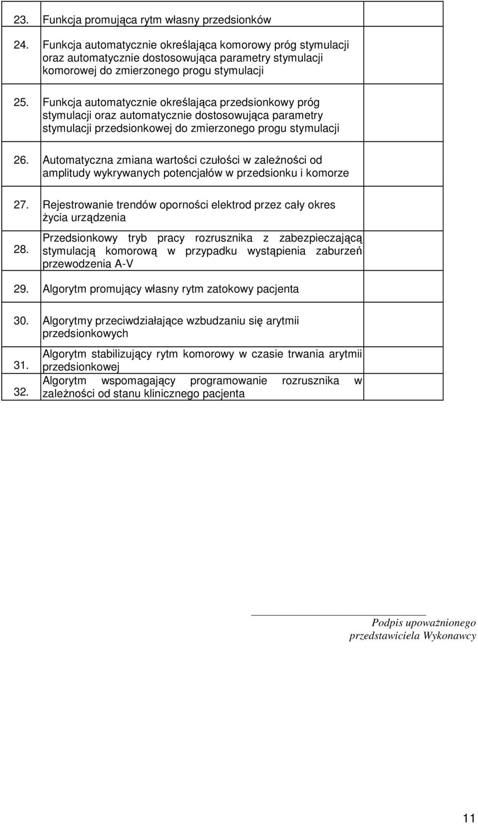 Funkcja automatycznie określająca przedsionkowy próg stymulacji oraz automatycznie dostosowująca parametry stymulacji przedsionkowej do zmierzonego progu stymulacji 26.