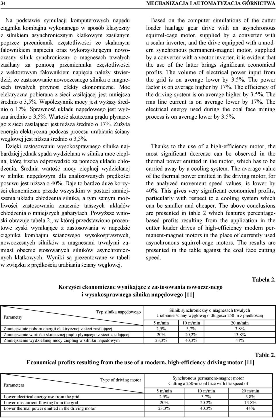 falownikiem napięcia należy stwierdzić, że zastosowanie nowoczesnego silnika o magnesach trwałych przynosi efekty ekonomiczne.
