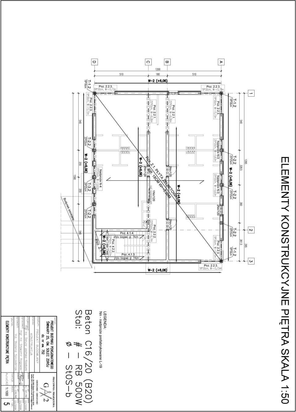 2.2.2. Poz. 2.1. PŁYTA ŻELBETOWA GR. 18CM W=+6,06M 2Nn/120 2Nn/120 2Nn/120 Poz. 2.2.1. Poz. 2.2.3.