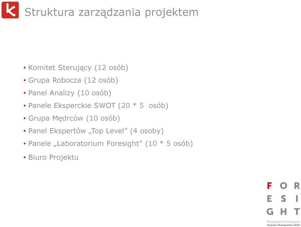 (20 * 5 osób) Grupa Mędrców (10 osób) Panel Ekspertów Top Level