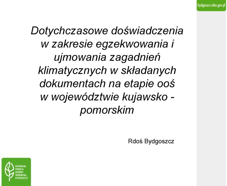 klimatycznych w składanych dokumentach na