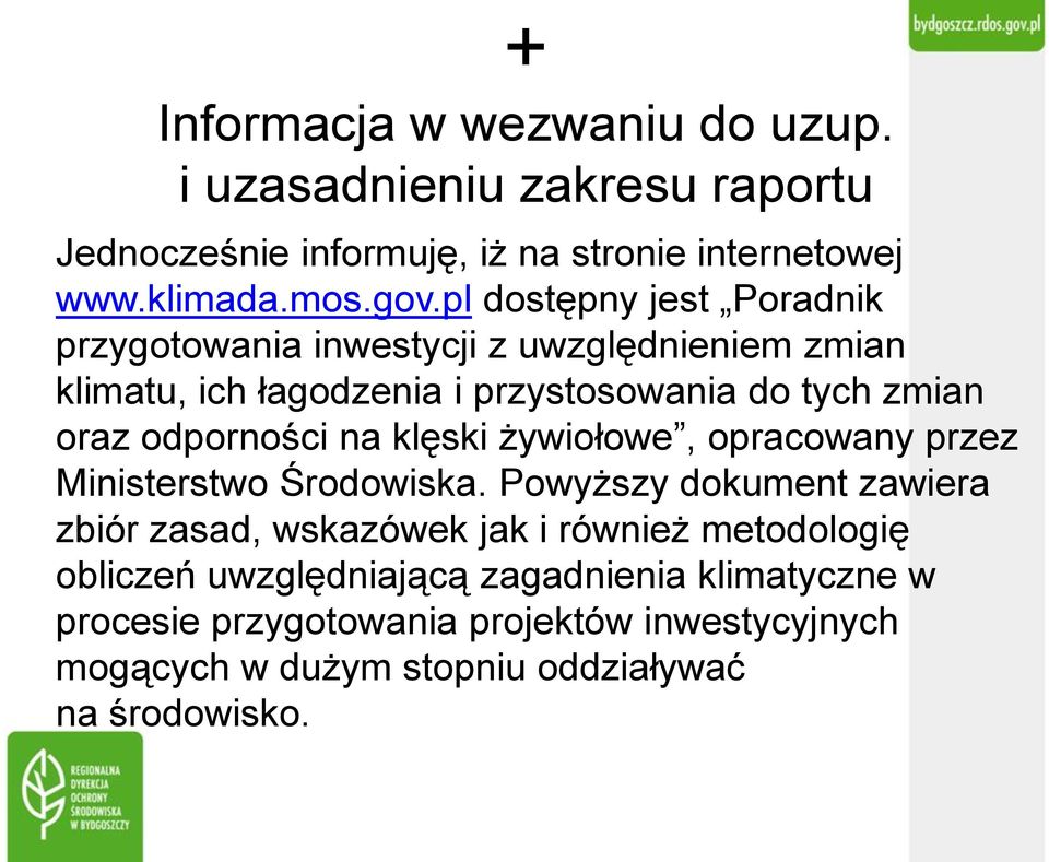 odporności na klęski żywiołowe, opracowany przez Ministerstwo Środowiska.