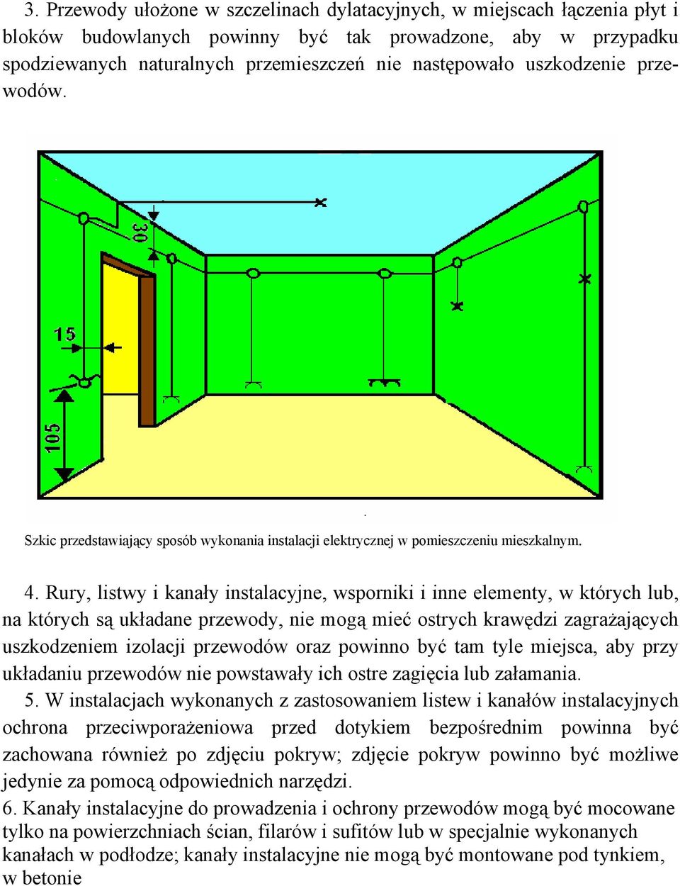 Rury, listwy i kanały instalacyjne, wsporniki i inne elementy, w których lub, na których są układane przewody, nie mogą mieć ostrych krawędzi zagrażających uszkodzeniem izolacji przewodów oraz