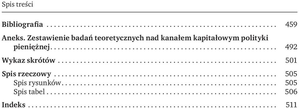 kapitałowym polityki pieniężnej... 492 Wykaz skrótów.