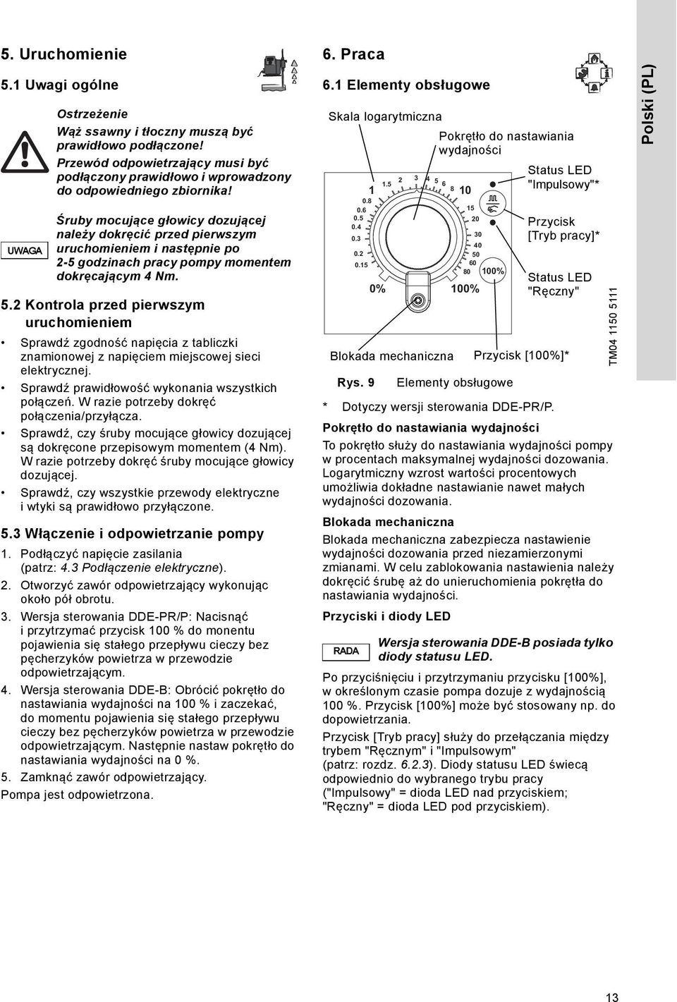 2 Kontrola przed pierwszym uruchomieniem Sprawdź zgodność napięcia z tabliczki znamionowej z napięciem miejscowej sieci elektrycznej. Sprawdź prawidłowość wykonania wszystkich połączeń.