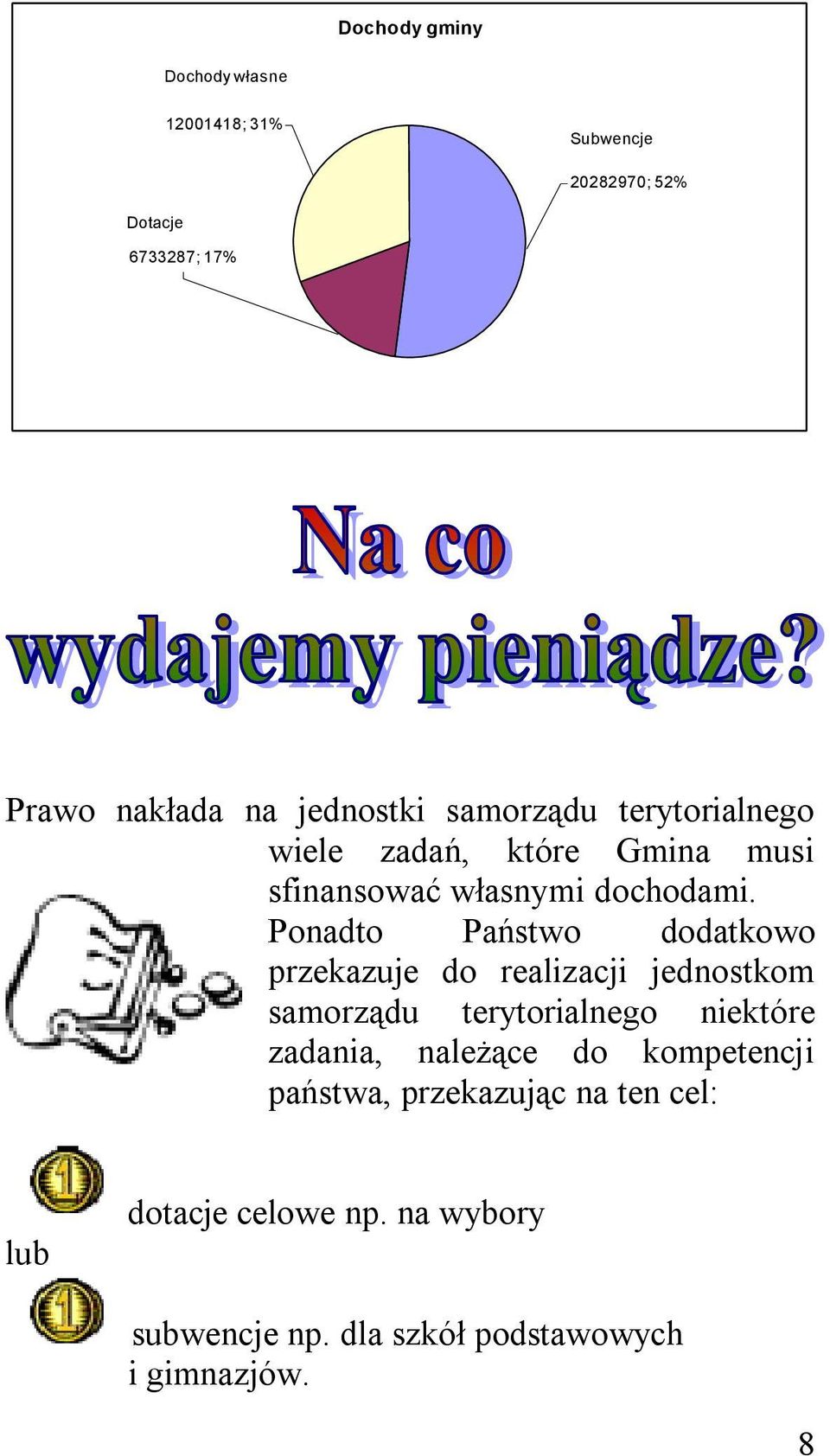 Ponadto Państwo dodatkowo przekazuje do realizacji jednostkom samorządu terytorialnego niektóre zadania,