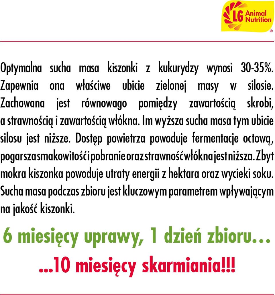 Dostęp powietrza powoduje fermentacje octową, pogarsza smakowitość i pobranie oraz strawność włókna jest niższa.