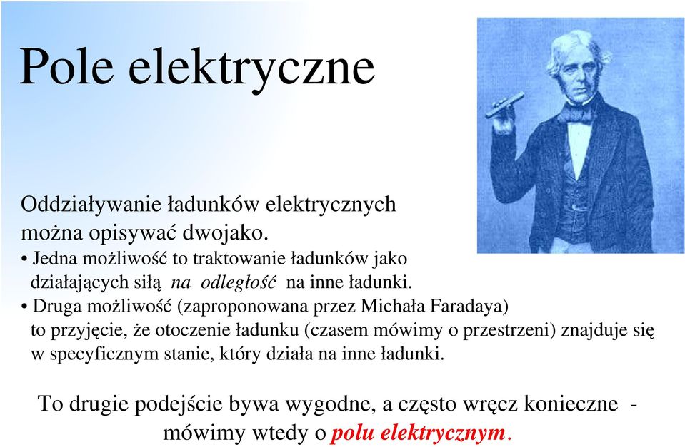 Druga możliwość (zaproponowana przez Michała Faradaya) to przyjęcie, że otoczenie ładunku (czasem mówimy o