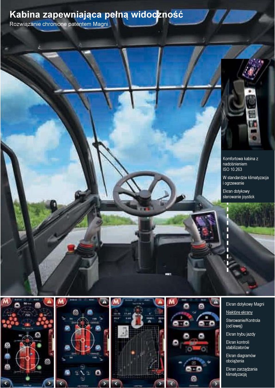 263 W standardzie klimatyzacja i ogrzewanie Ekran dotykowy sterowanie joystick Ekran