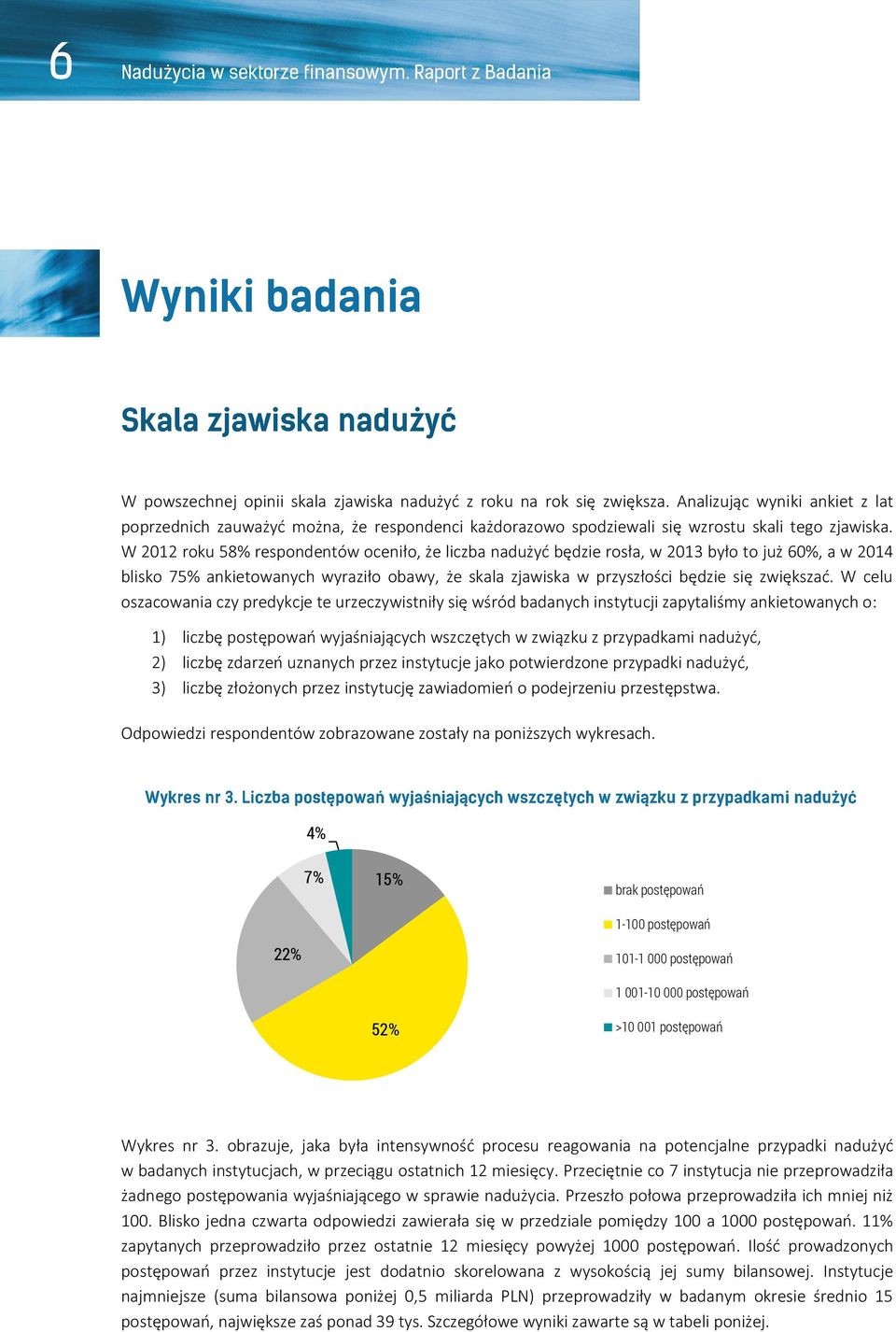 W 2012 roku 58% respondentów oceniło, że liczba nadużyć będzie rosła, w 2013 było to już 60%, a w 2014 blisko 75% ankietowanych wyraziło obawy, że skala zjawiska w przyszłości będzie się zwiększać.