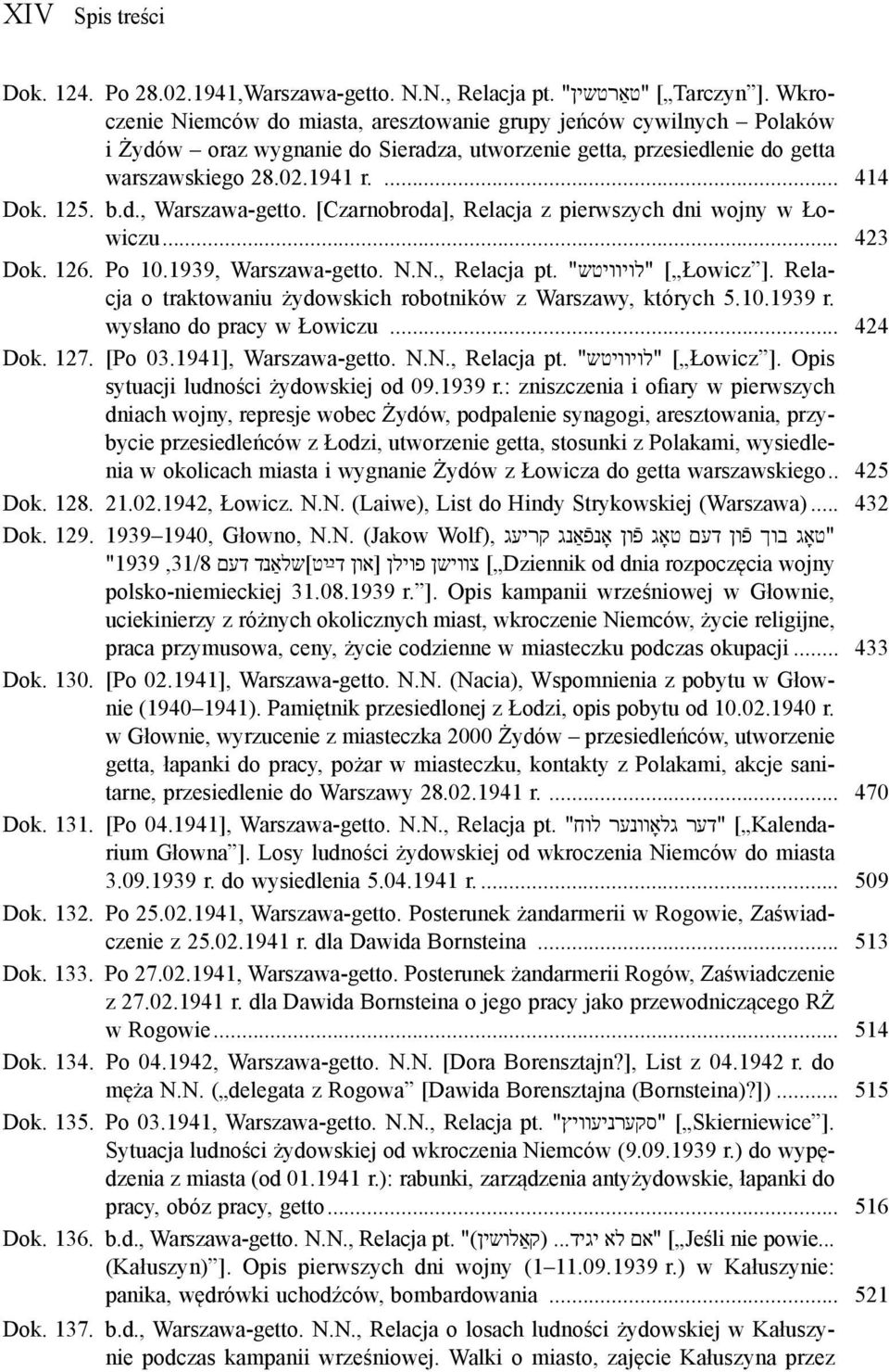 [Czarnobroda], Relacja z pierwszych dni wojny w Łowiczu... 423 Dok. 126. Po 10.1939, Warszawa-getto. N.N., Relacja pt. "לױוויטש" [ Łowicz ].