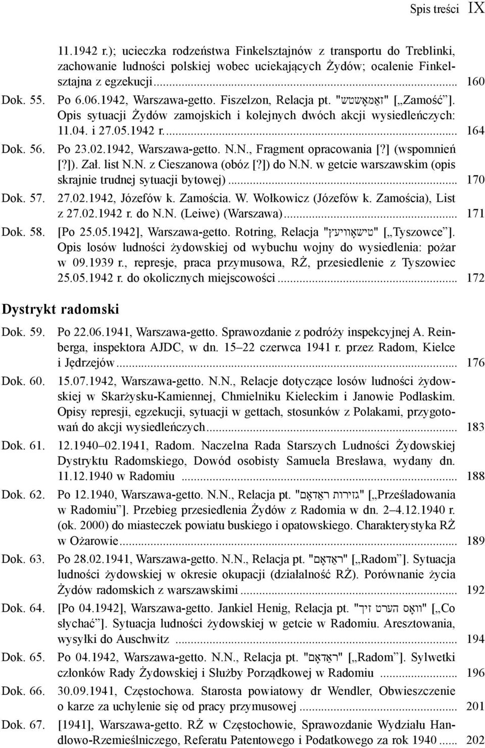 1942, Warszawa-getto. N.N., Fragment opracowania [?] (wspomnień [?]). Zał. list N.N. z Cieszanowa (obóz [?]) do N.N. w getcie warszawskim (opis skrajnie trudnej sytuacji bytowej)... 170 Dok. 57. 27.