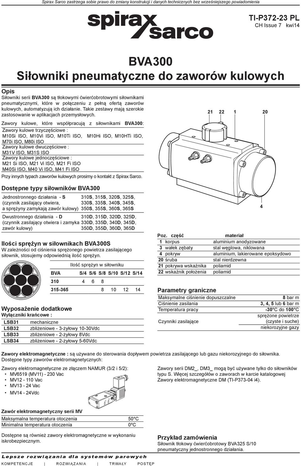 Zawory kulowe, które współpracują z siłownikami V300: Zawory kulowe trzyczęściowe : M10Si ISO, M10Vi ISO, M10Ti ISO, M10Hi ISO, M10HTi ISO, M70i ISO, M80i ISO Zawory kulowe dwuczęściowe : M31V ISO,