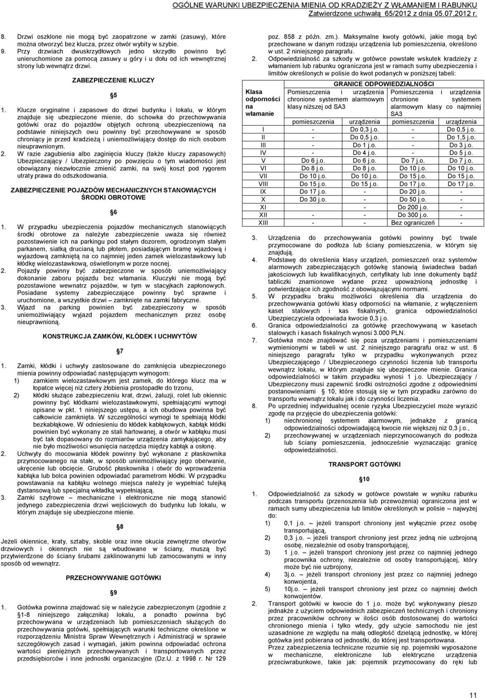 Klucze oryginalne i zapasowe do drzwi budynku i lokalu, w którym znajduje się ubezpieczone mienie, do schowka do przechowywania gotówki oraz do pojazdów objętych ochroną ubezpieczeniową na podstawie