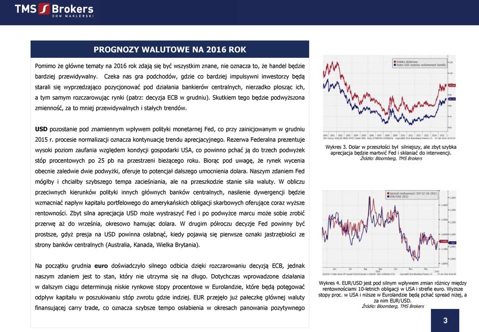 rynki (patrz: decyzja ECB w grudniu). Skutkiem tego będzie podwyższona zmienność, za to mniej przewidywalnych i stałych trendów.