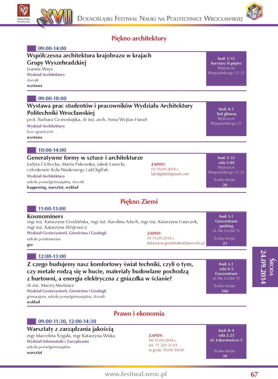 Anna Wojtas-Harań główny Generatywne formy w sztuce i architekturze Judyta Cichocka, Marta Pakowska, Jakub Ławicki, członkowie Koła Naukowego LabDigiFab szkoła ponadgimnazjalna, dorośli happening,,
