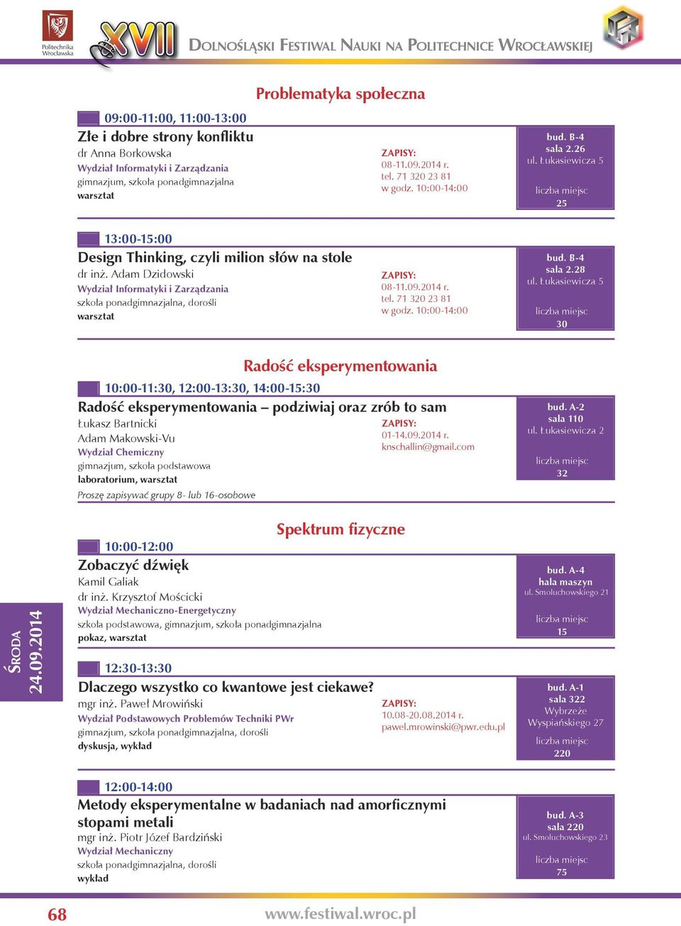 Wydział Informatyki i Zarządzania szkoła ponadgimnazjalna, dorośli bud. B-4 sala 2.28 ul.