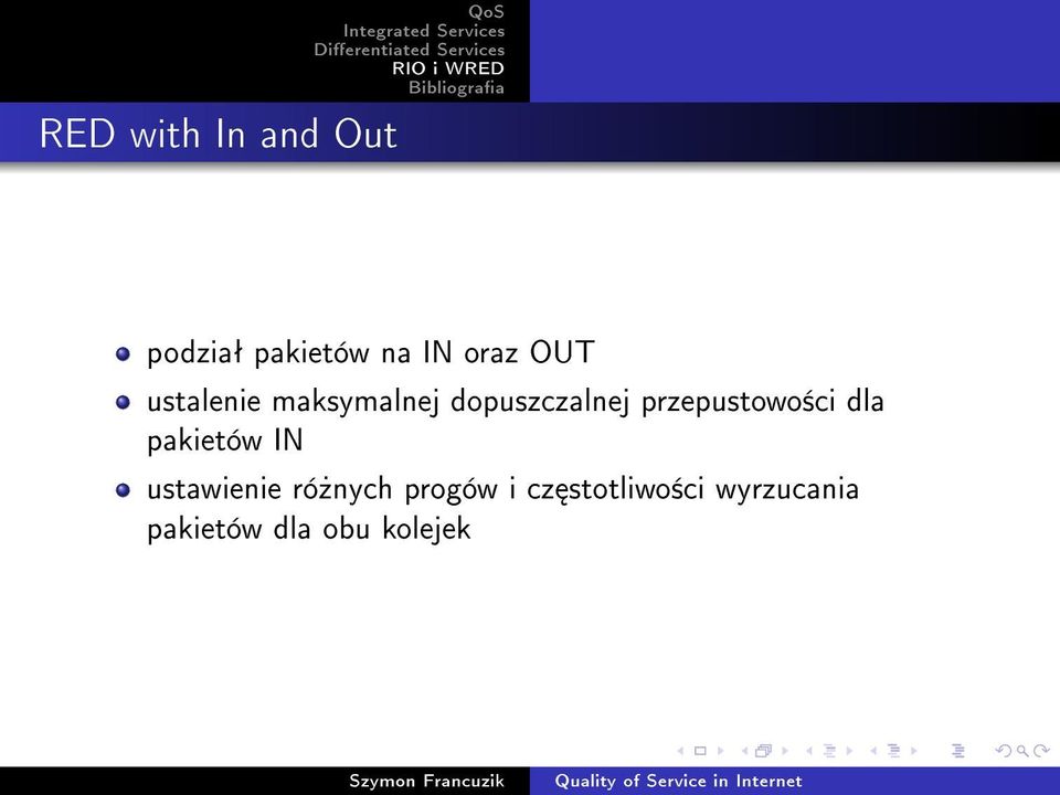 przepustowo±ci dla pakietów IN ustawienie ró»nych