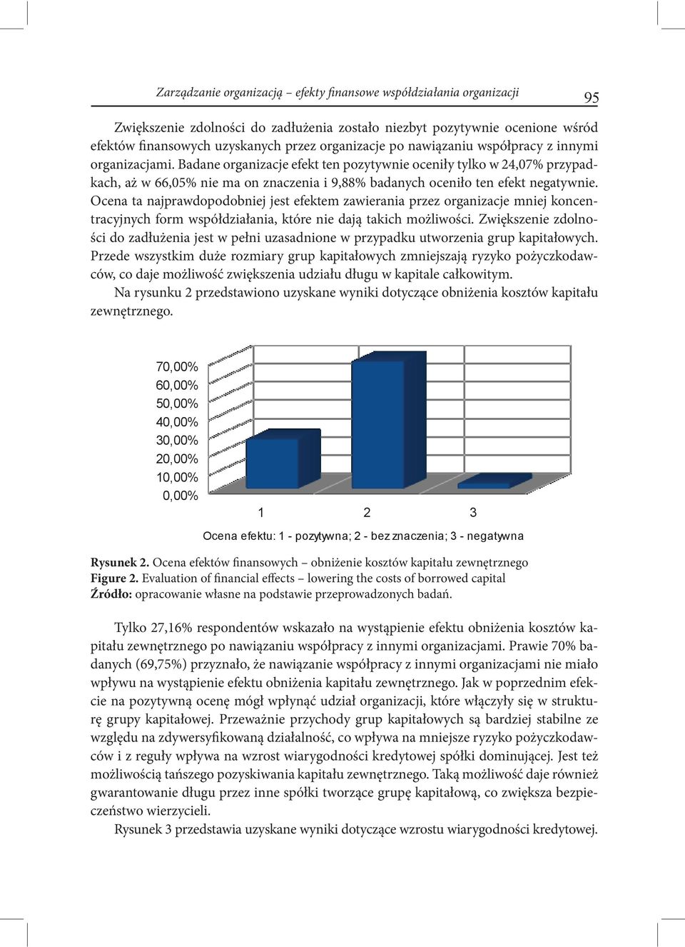 Badane organizacje efekt ten pozytywnie oceniły tylko w 24,07% przypadkach, aż w 66,05% nie ma on znaczenia i 9,88% badanych oceniło ten efekt negatywnie.