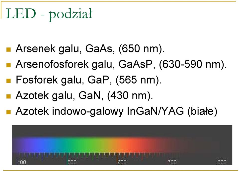 Fosforek galu, GaP, (565 nm).