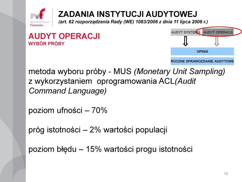 Command Language) poziom ufności 70% próg istotności 2%