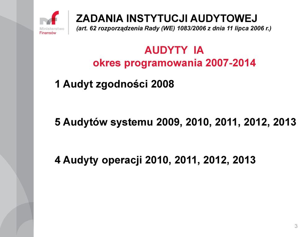 Audytów systemu 2009, 2010, 2011,