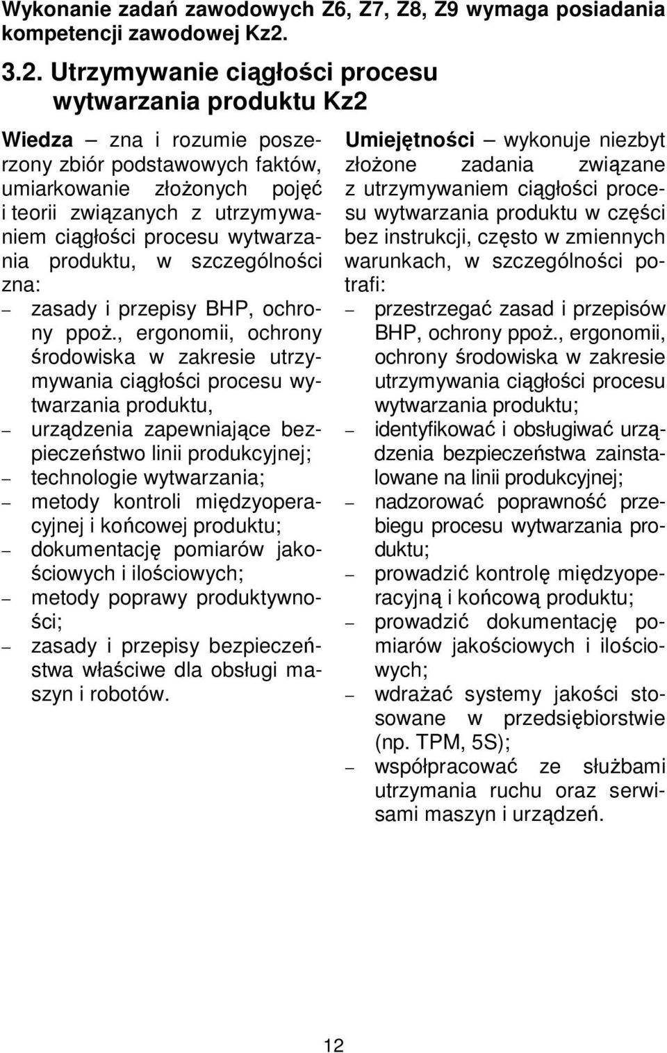 procesu wytwarzania produktu, w szczególności zna: zasady i przepisy BHP, ochrony ppoż.