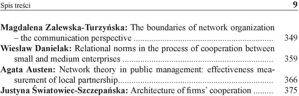 .. 349 Wiesław Danielak: Relational norms in the process of cooperation between small and medium