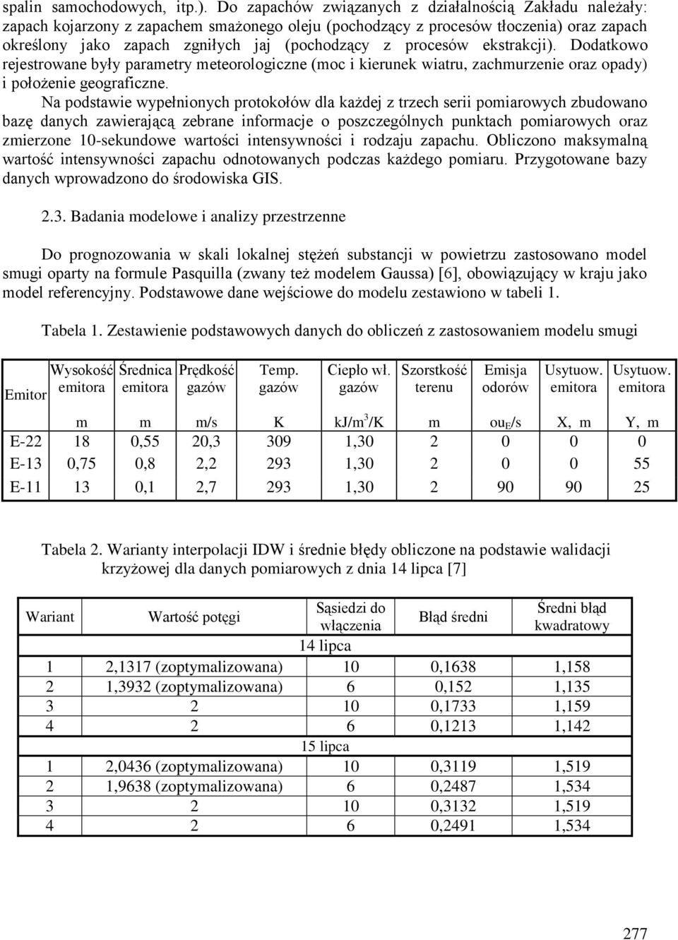 procesów ekstrakcji). Dodatkowo rejestrowane były parametry meteorologiczne (moc i kierunek wiatru, zachmurzenie oraz opady) i położenie geograficzne.
