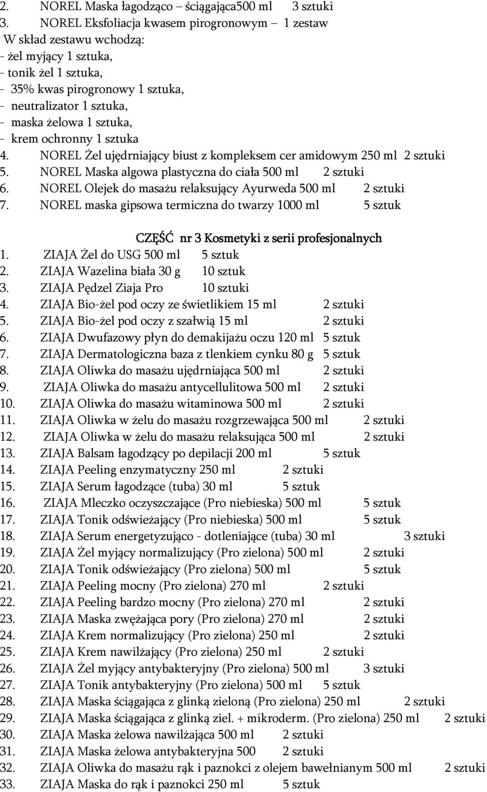 sztuka, - krem ochronny 1 sztuka 4. NOREL Żel ujędrniający biust z kompleksem cer amidowym 250 ml 2 sztuki 5. NOREL Maska algowa plastyczna do ciała 500 ml 2 sztuki 6.