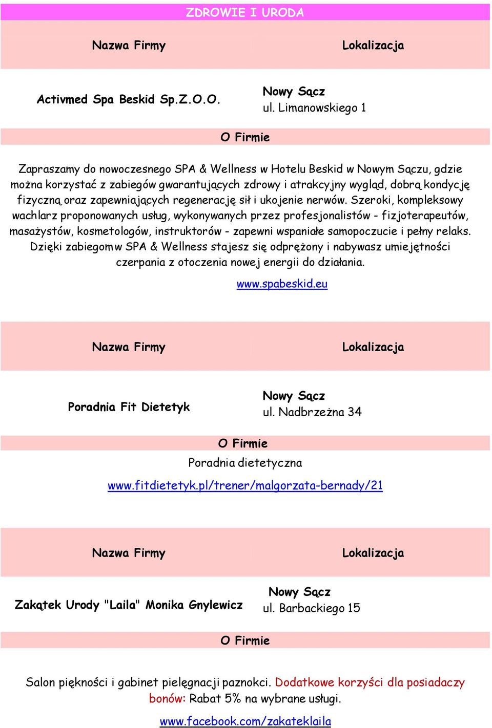 zapewniających regenerację sił i ukojenie nerwów.