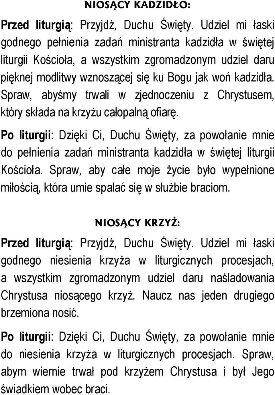 Spraw, aby całe moje życie było wypełnione miło cią, która umie spalać się w służbie braciom.