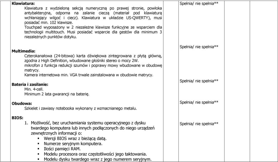Musi posiadać wsparcie dla gestów dla minimum 3 niezależnych punktów dotyku.