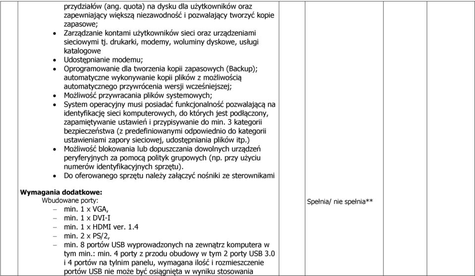 przywrócenia wersji wcześniejszej; Możliwość przywracania plików systemowych; System operacyjny musi posiadać funkcjonalność pozwalającą na identyfikację sieci komputerowych, do których jest