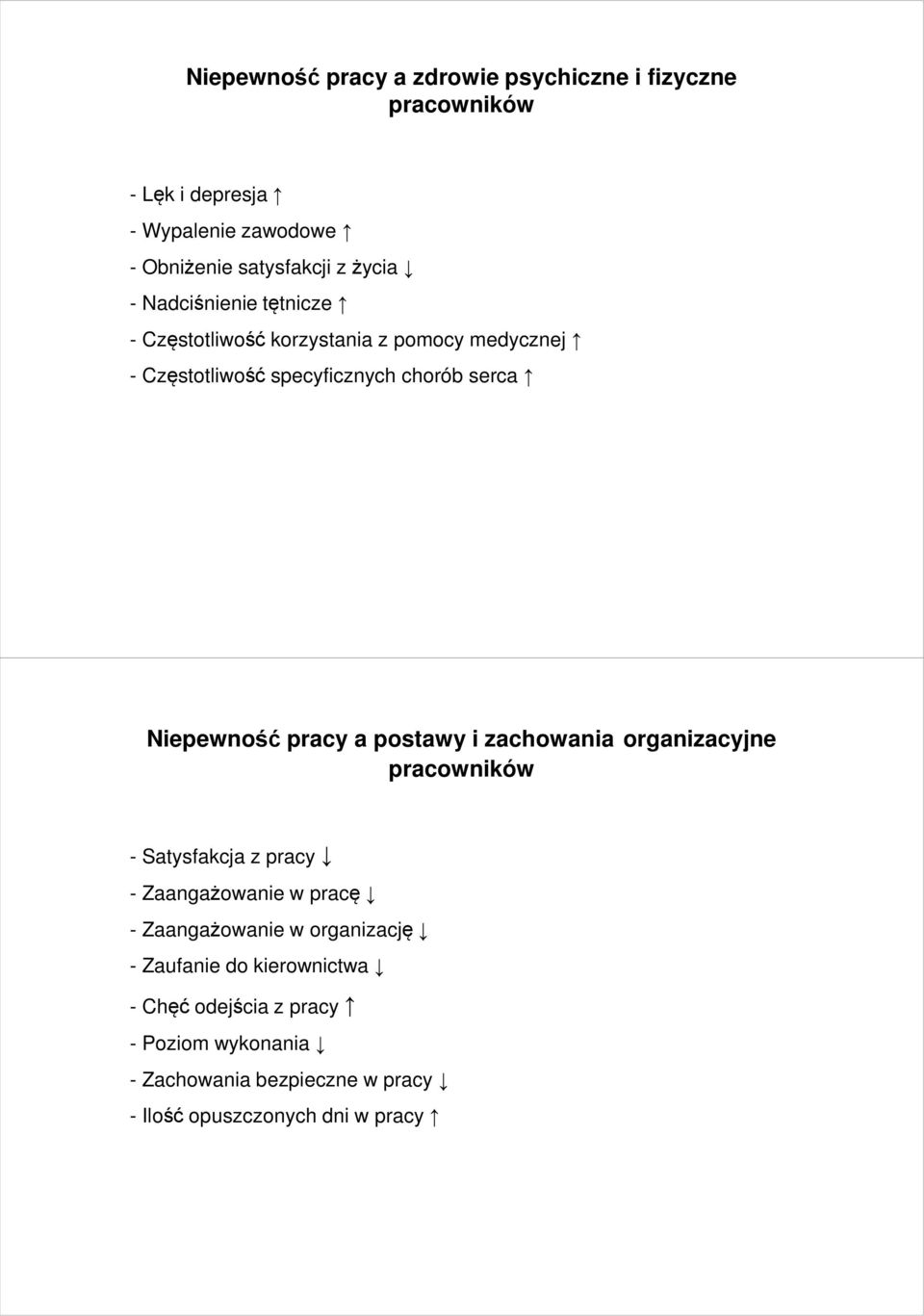 a postawy i zachowania organizacyjne pracowników - Satysfakcja z pracy - Zaangażowanie w pracę - Zaangażowanie w organizację -