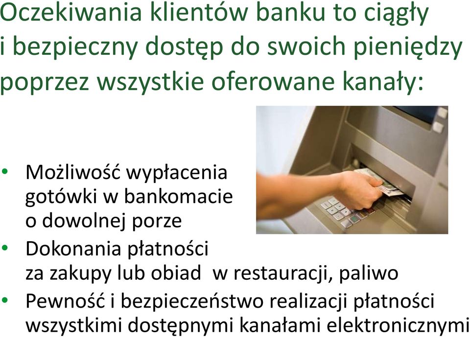 dowolnej porze Dokonania płatności za zakupy lub obiad w restauracji, paliwo