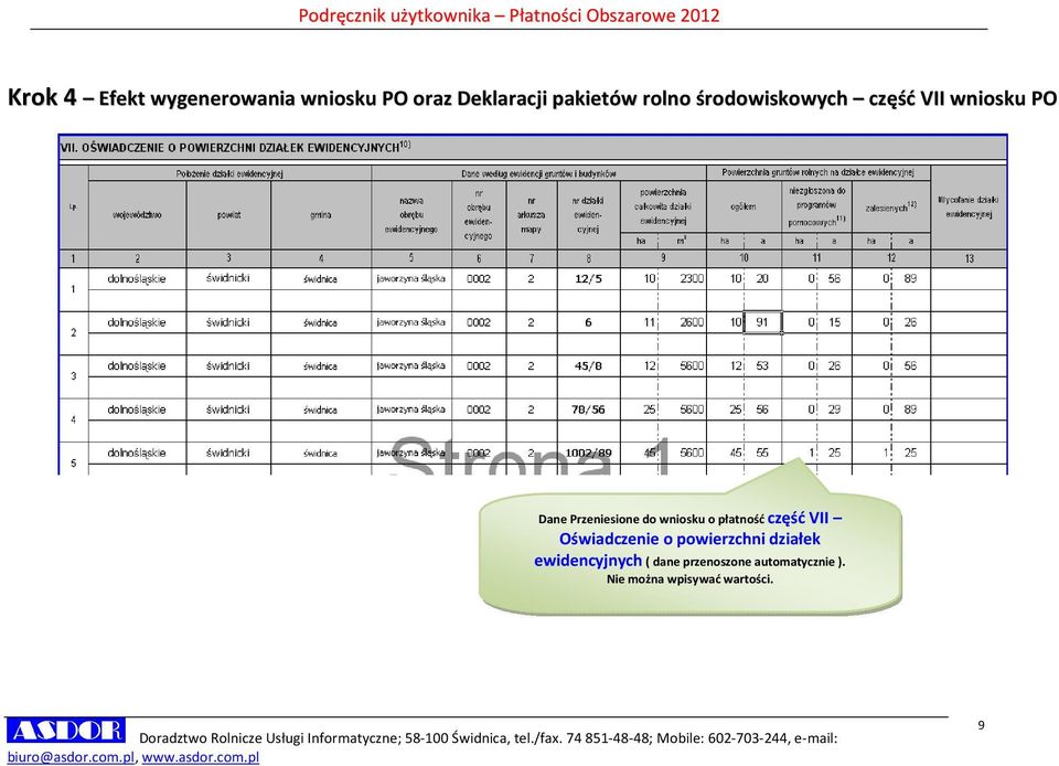 dane przenoszone automatycznie ). Nie można wpisywać wartości.